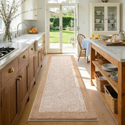 60x24 Long Bathroom Rugs Non Slip Washable, Soft Absorbent Bath Mat Beige