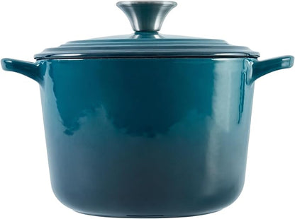 Flavehc Dutch Oven Pot with Lid 1.8 Qt Cast Iron Dutch Oven for Bread Baking, DarkCyan Enameled Cast Iron Rice Pot, Small Deep Dutch Oven for Rice, Beans & Side Dishes