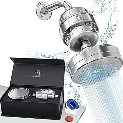 AquaHomeGroup Filtered Shower Head, 20+3 Stage, Reduces Chlorine, Chrome