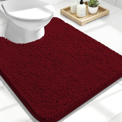 OLANLY Toilet Rugs U-Shaped 24x20, Soft Absorbent Chenille Contour Rugs