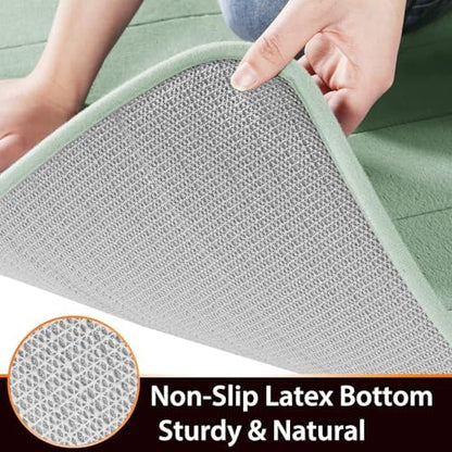 Yimobra Memory Foam Bath Mat, Super Soft Absorbent Bathroom Rug Non Slip, Quick Dry, Machine Washable Floor Carpet for Tub Shower, Home Decor Accessories, 24x17, Pale Green
