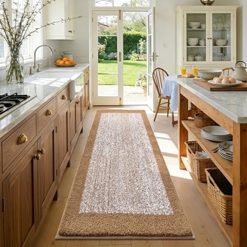 60x24 Long Bathroom Rugs Non Slip Washable, Soft Absorbent Bath Mat Coffee