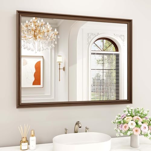 WEER Brown Bathroom Vanity Mirror 40x30 Inch