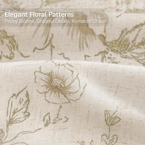 Farmhouse Vintage Linen Shower Curtain for Bathroom, Beige Floral