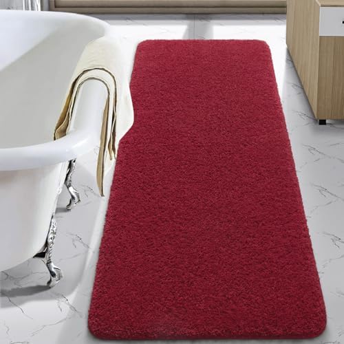 LOCHAS Bathroom Rug Runner 24x60 Inch, Bath Rugs Non Slip, Red