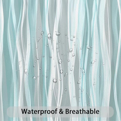 Moonslim Teal Grey Ombre Shower Curtain, Modern Wavy Abstract Striped Line Bathroom Curtain, Waterproof Fabric Bath Decor, 72 x 78 Inch