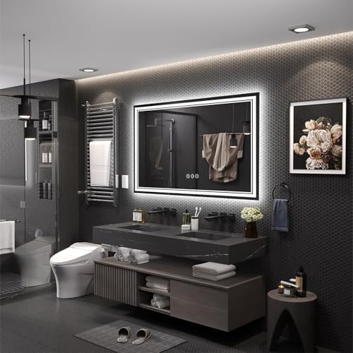 Ratsamee 60"x36" LED Bathroom Mirror with Lights, Backlit + Front Lit