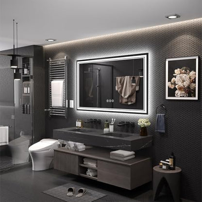 Ratsamee 60"x36" LED Bathroom Mirror with Lights, Backlit + Front Lit