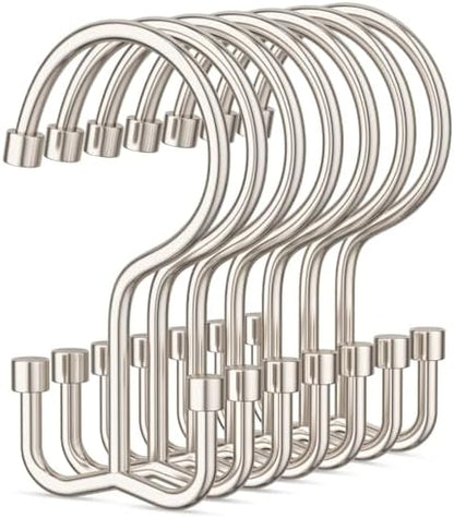 Goowin Shower Curtain Hooks, Shower Curtain Rings, Metal Shower Curtain Hangers Rust Proof, Double Glide Shower Rings for Curtain, Simple Shower Hooks for Shower Curtain, Nickel, 24 Pack-Cylinders
