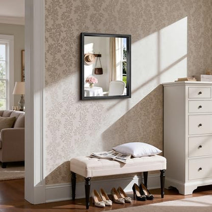 CIRCUMI 18"x24" Brushed Black Bathroom Mirror, Rectangular Vanity Mirror