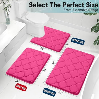 OLANLY Memory Foam Bath Mat Rug 30x20, Ultra Soft Bathroom Rugs, Deep Pink