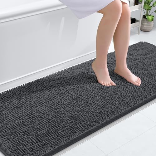 OLANLY Bathroom Runner Rugs 70x24, Extra Soft Absorbent Chenille Bath Rugs