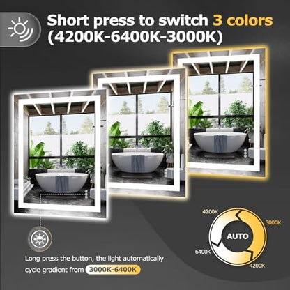 Hivone 36.1"X28.1" LED Bathroom Mirror with Lights, UL Listed