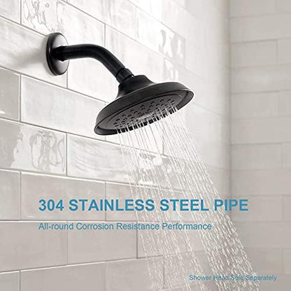 OFFO Shower Arm with Flange, 10 in Wall Mount Replacement Angle Shower Head Arm Wall-Mounted For Fixed Shower Head & Handheld Showerhead, Matte Black