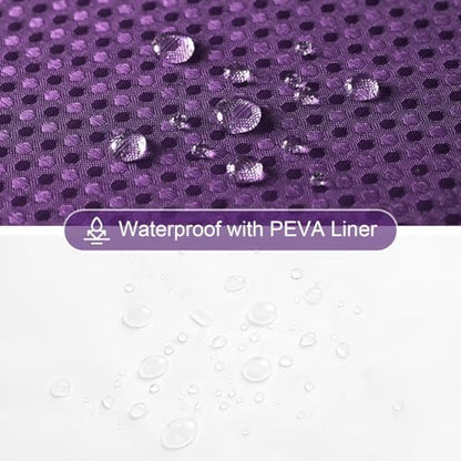 Gibelle 3 in 1 Purple Shower Curtain with PEVA Liner, 12 Hooks, 72x72