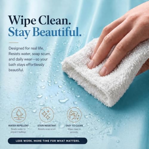 EHZNZIE Aqua Shower Curtain Liner 72x72, PEVA Waterproof Bath Curtain, No Chemical Smell, 3 Weighted Magnets, Durable with Rustproof Metal Grommets