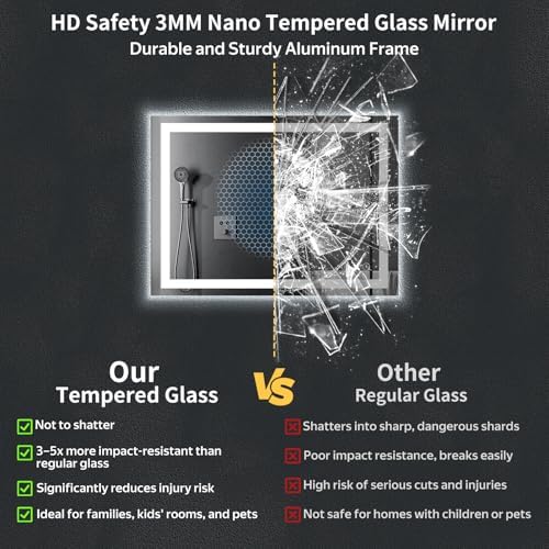26"x38" LED Bathroom Mirror with Lights, Backlit+Frontlit, Anti-Fog