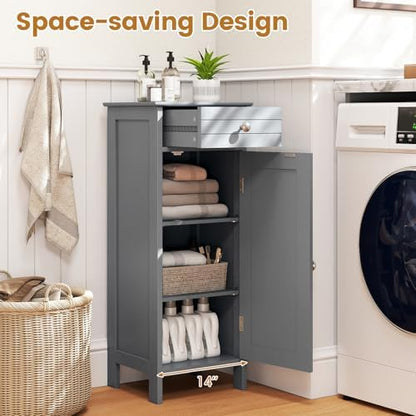 GIANTEX 34.5" Bathroom Cabinet with Drawer & Single Door (Grey)