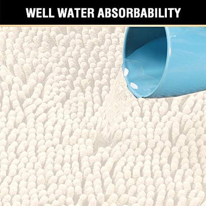 H.VERSAILTEX Microfiber Bath Rugs Chenille Floor Mat Ultra Soft Washable Bathroom Dry Fast Water Absorbent Bedroom Area Rugs, 24 x 36 - Inch, Ivory