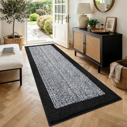 70x24 Long Bathroom Rugs Non Slip Washable, Soft Absorbent Bath Mat Black
