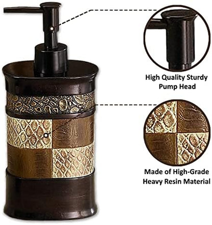 Zahari Home 4pc Zambia Stylish Bathroom Accessories Set Soap Pump, Tumbler, Tooth Brush Holder and Soap Dish Modern Classic Luxury Contemporary Decor Unique Design Animal Western Bath Set