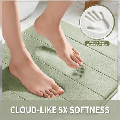 Yimobra Bathroom Runner 60"x24", Non Slip Memory Foam Bath Mat, Super Soft Water Absorbent Hallway Carpet, Machine Washable Rug for Vanity Tub Shower, Sage Green