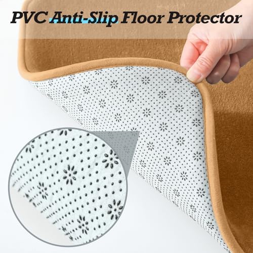 HUXMEYSON Bathroom Rugs Sets 3 Piece, Non-Slip & Quick Dry Bath Mat Set, Ultra Soft Velvet Bath Rugs for Bathroom, Toilet and Shower Floor, Khaki