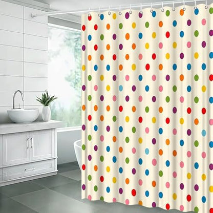 Polka Dot Shower Curtain Colorful Retro Cute Spot Vintage Fabric Decorative Bathroom Curtains with Hooks,70" Wx70 H