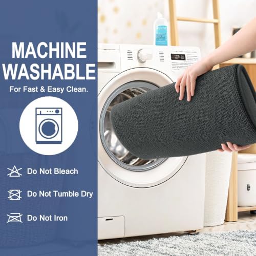 OLANLY Thick Memory Foam Bathroom Rugs 32x20, Absorbent Bath Mat, Dark Grey