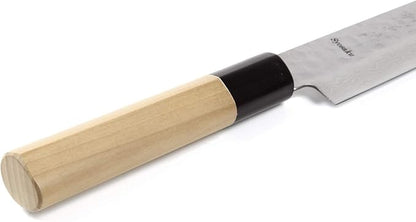 Japanese Sujihiki Knife Hammered Damascus VG-10 46 Layer D-Shape Magnolia Wood Handle, Slicer 9.5-inch (240mm)
