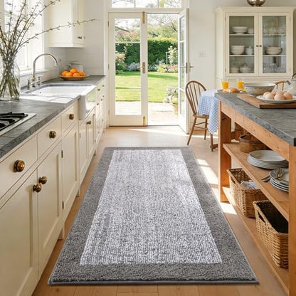 48x32 Bathroom Rugs Non Slip Washable, Soft Absorbent Bath Mat Light Grey