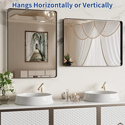 WEER Black Bathroom Vanity Mirror 22X30 Inch