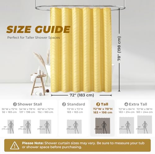 Yellow Boho Fabric Shower Curtain 72 x 78 Inches