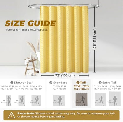 Yellow Boho Fabric Shower Curtain 72 x 78 Inches