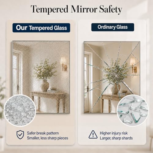 30"x36" Brushed Nickel Framed Rectangle Bathroom Vanity Wall Mirror