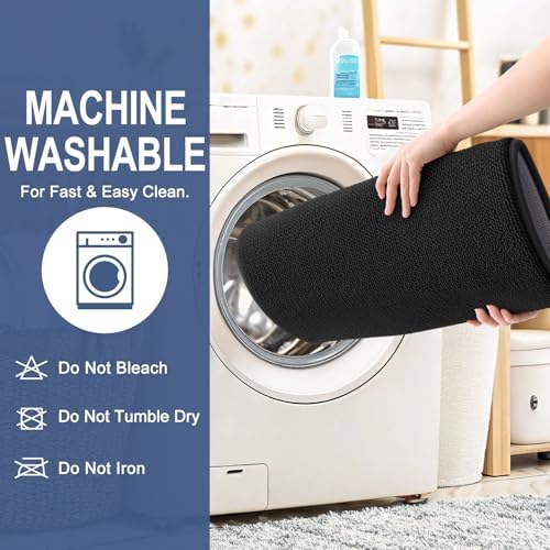 OLANLY Memory Foam Bathroom Runner Rugs 40x24, Absorbent Long Mat, Black