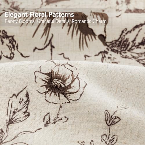 Farmhouse Floral Vintage Shower Curtain for Bathroom, Brown and Tan Taupe