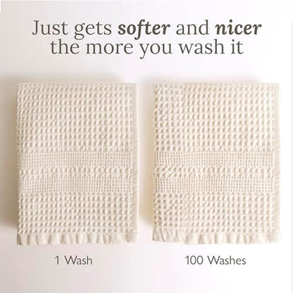 GILDEN TREE Waffle Towels Wash Cloths for Showering, Exfoliating Washcloth Face Towels, Quick Dry Towel Cotton Washcloths Set of 4, Classic Style (Pewter)