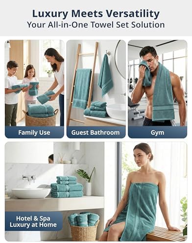 LANE LINEN Bath Towel Set Absorbent Quick Dry 100% Cotton 18 Piece - Teal