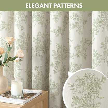 Spring Linen Green Floral Shower Curtain W72*L72 Inches Long