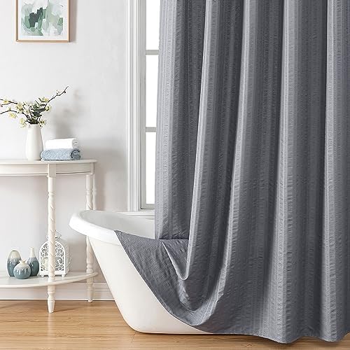 Aiyufeng Moga Grey Shower Curtain 84 Inches Long, 3D Embossed Textured Fabric Shower Curtain for Bathroom - Soft Cloth & Hotel Spa Luxury, Machine Washable, 72X84, Grey