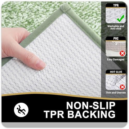 OLANLY Bathroom Rugs 36x24, Soft Absorbent Microfiber Bath Rugs, Sage Green