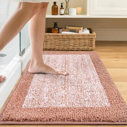 36x24 Large Bathroom Rugs Non Slip Washable, Soft Absorbent Bath Mat Pink