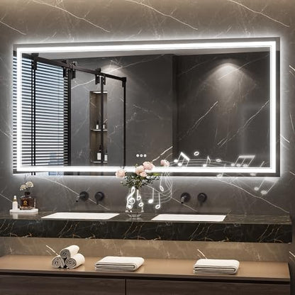 Keonjinn 72" x 36" LED Bathroom Mirror with Lights, Bluetooth Speaker