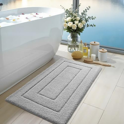 DEXI Bathroom Rugs 32x20, Non-Slip and Absorbent Bath Mat, Light Grey