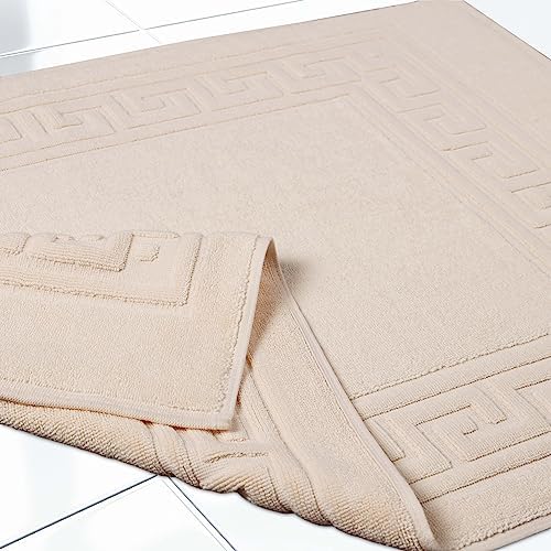 Superior Heavyweight Cotton Bath Mats, Bath Rugs For Bathroom Accessories, Washable Rug For Shower, Bath, Toilet, Modern Decor, No Backing, Luxury Hotel And Spa Quality, Set of 2, 22" x 35", Ivory