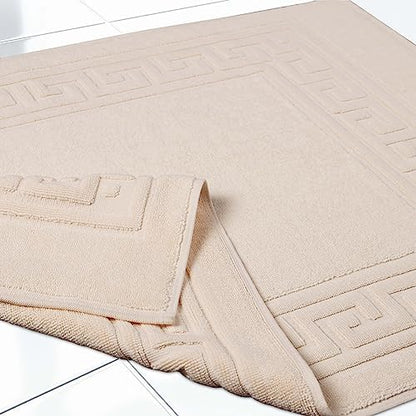 Superior Heavyweight Cotton Bath Mats, Bath Rugs For Bathroom Accessories, Washable Rug For Shower, Bath, Toilet, Modern Decor, No Backing, Luxury Hotel And Spa Quality, Set of 2, 22" x 35", Ivory