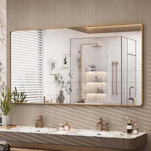 60x30 Inch Gold Bathroom Mirror for Wall
