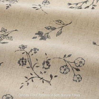 Black Floral Farmhouse Vintage Linen Shower Curtain French Country 72Wx72H