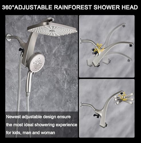 Rain Shower Head with Handheld Showerhead, Nickel 1.75GPM 460311